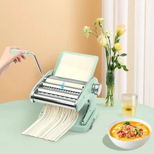 Manual Pasta Maker Machine with Adjustable Thickness Noodle Roller and Cutter