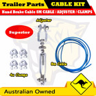 <!--F#f_0-->HAND BRAKE CABLE KIT- 8M CABLE / ADJUSTER / CLAMPS BOX , CARAVAN, BOAT TRAILER<!--F/-->