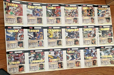 1993 Action Packed Football 18-card Quarterback Club uncut panel of insert cards