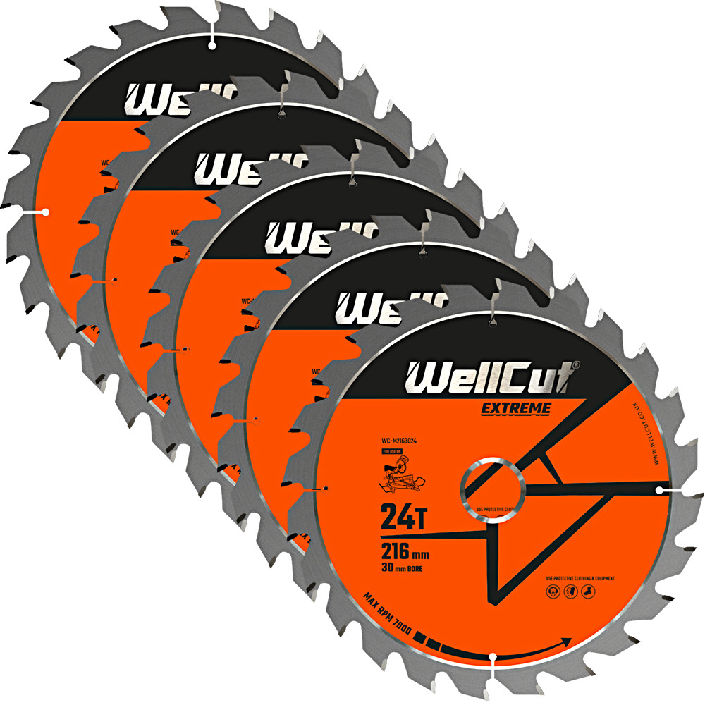 WellCut TCT Saw Blade 216mm x 24T x 30mm Bore For LS0815,DWS777,DWS774 Pack of 5