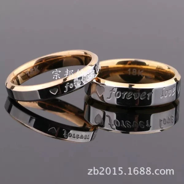 Anillo de compromiso de boda de acero inoxidable Forever Love 316L para pareja de Estados Unidos para hombre/mujer Foto 4 de 4