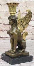 Autentico Milo Fatto a Mano Bronzo Sphynx Portacandele: Disegno per Casa Regalo