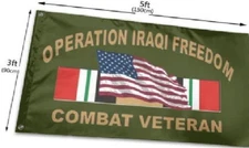 3X5 OPERATION IRAQI FREEDOM COMBAT VETERAN OLIVE DRAB MILITARY FLAG 100D