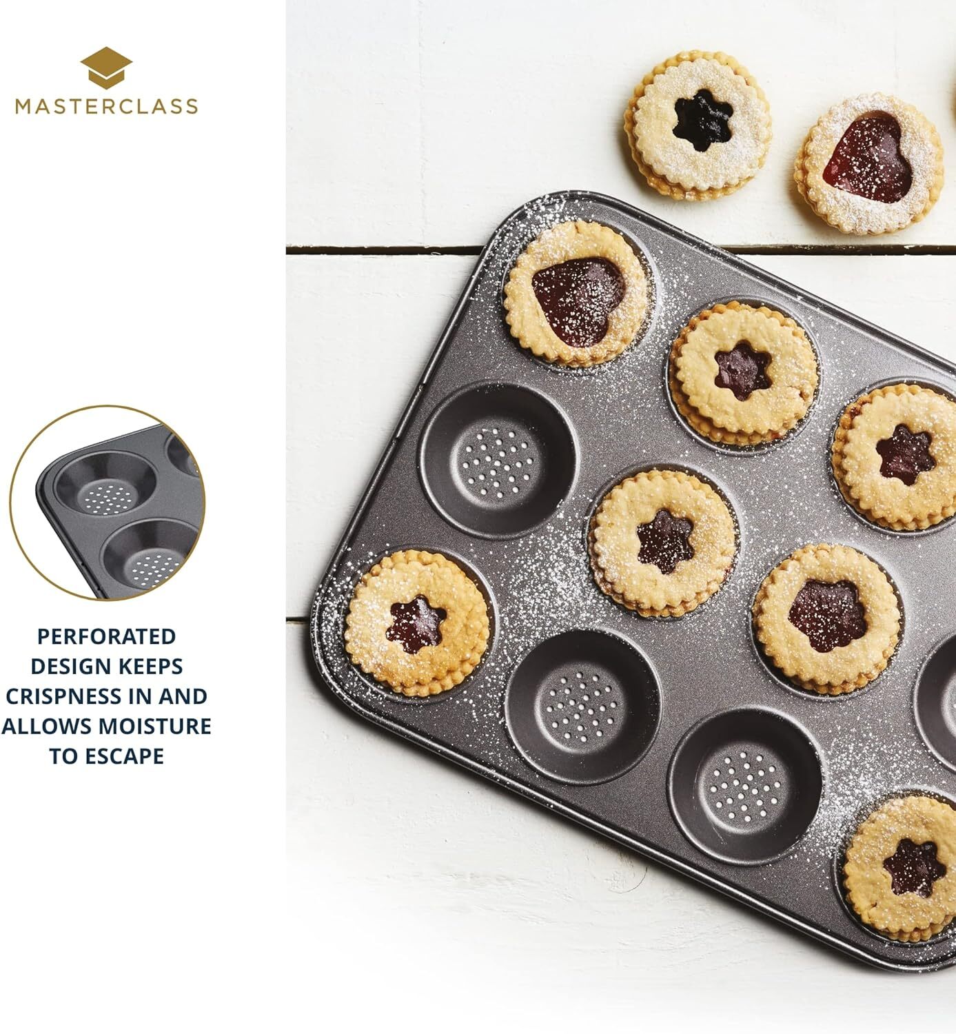 Crusty Bake Perforated Mince Pie Baking Tray 32 X 24cm 12 Hole Tart Tin