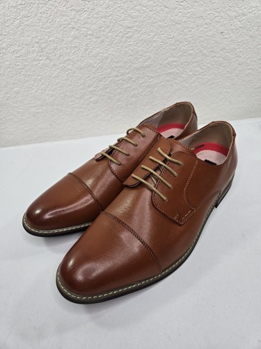 Bruno Marc Prince Men's Caramel Brown Lined Dress Oxfords Shoes Size 13W - Picture 5 of 5