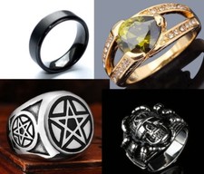 Bague chevalière anneau pour Homme acier dorée, noire, grande taille