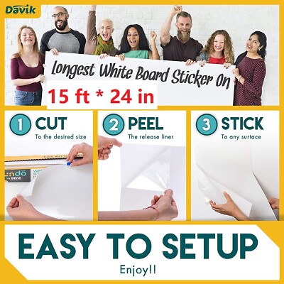 Undo White Board Sticker Dry Erase Film X-Large 24 Inch by 15 Feet Easy to Apply