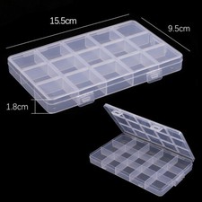 5pcs 15 Grids Compartments Plastic Transparent Containers Storage Case Organizer