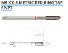 SPIRAL POINT TAP M5 x 0.8 COBALT RED RING HSS-E 6H DIN371 TM27160500 EUROPA TOOL