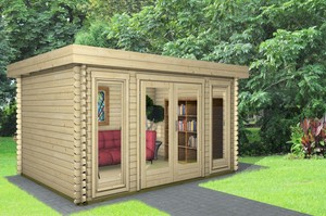 Gartenhaus Flachdach Holz 4x4 m Holzhaus 40 mm Blockhaus ...