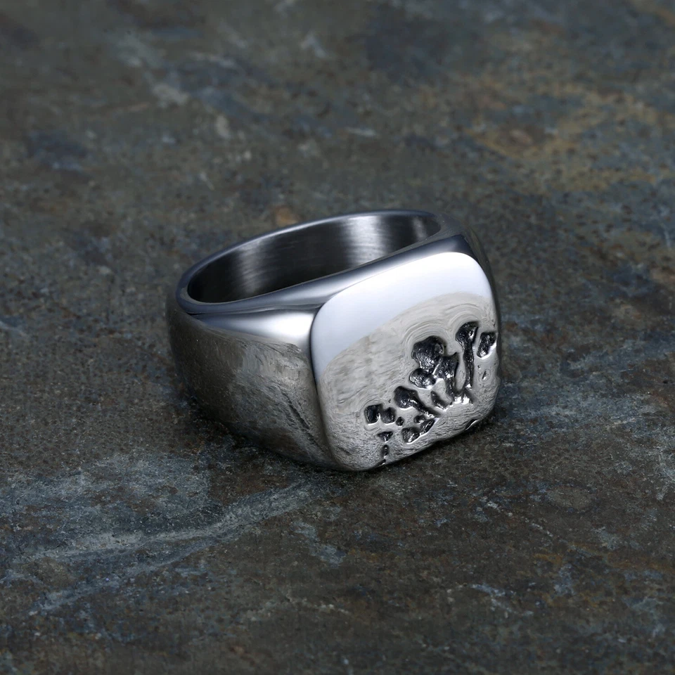 Anillo Pulido Cuadrado Para Hombre Bandas Acero Inoxidable Anillo Plata Moda Personalidad Foto 2 de 3