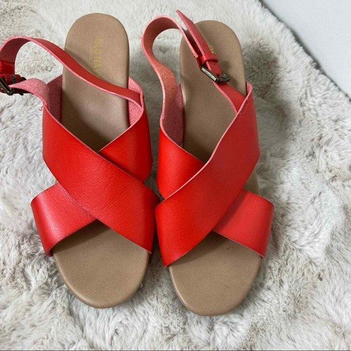 Old Navy Red Criss Cross Low Block Heel 