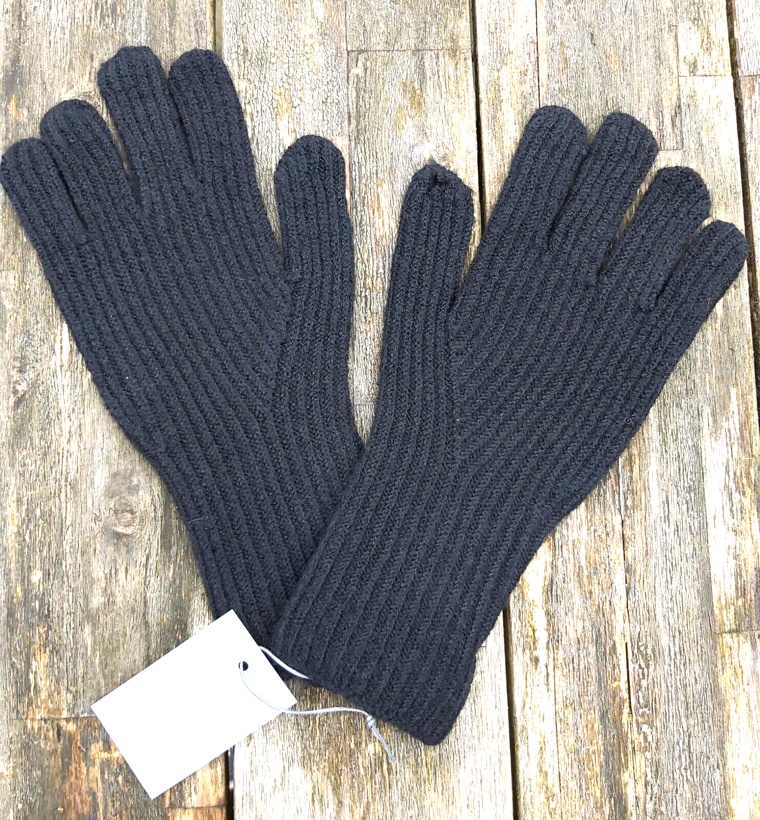 Womens AHLENS of SWEDEN Black *10% WOOL* RIBBED GLOVES Lightweight Tag shf16