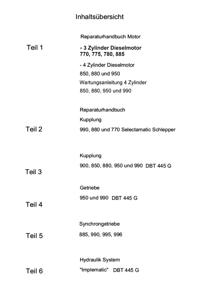 David Brown Werkstatthandbuch Reparatur Handbuch Traktor 770 850 880 950 990 - Bild 2 von 3