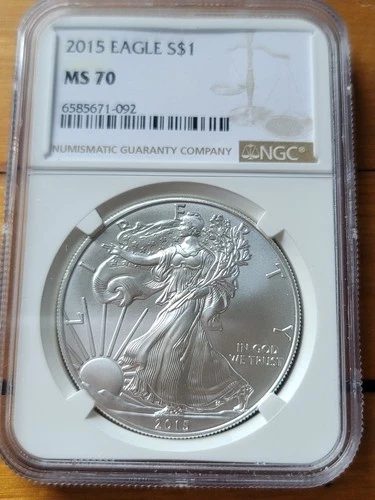 2015 $1 AMERICAN SILVER EAGLE NGC MS70 CLASSIC BROWN LABEL