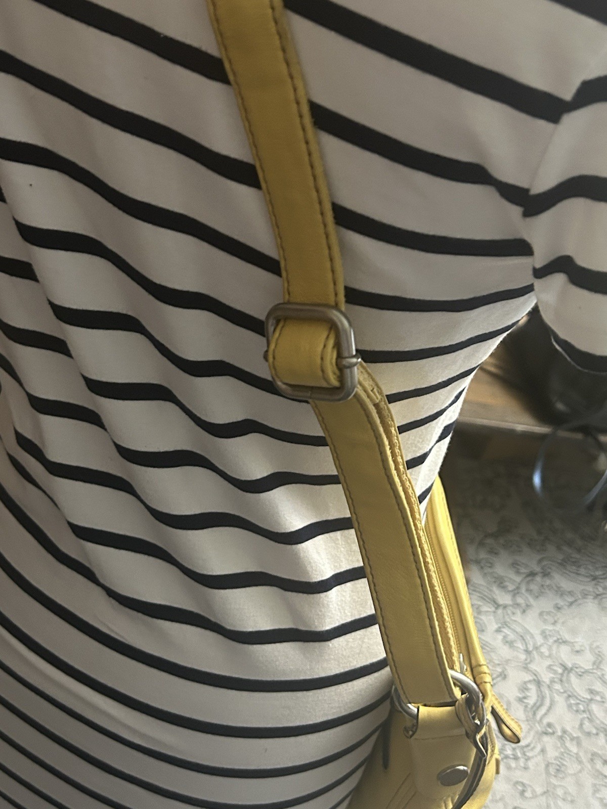 Fossil Yellow Pebbled Leather Messenger Bag Crossbody MultiPocket Utility 103013 image 6