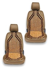 VaygWay Wooden Beaded Seat Cover 2-Pack Car Massage Cushion Natural Wood SUV Aut