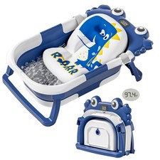 Collapsible Baby Bathtub for Newborns with Thermometer and Soft Floating Cush...