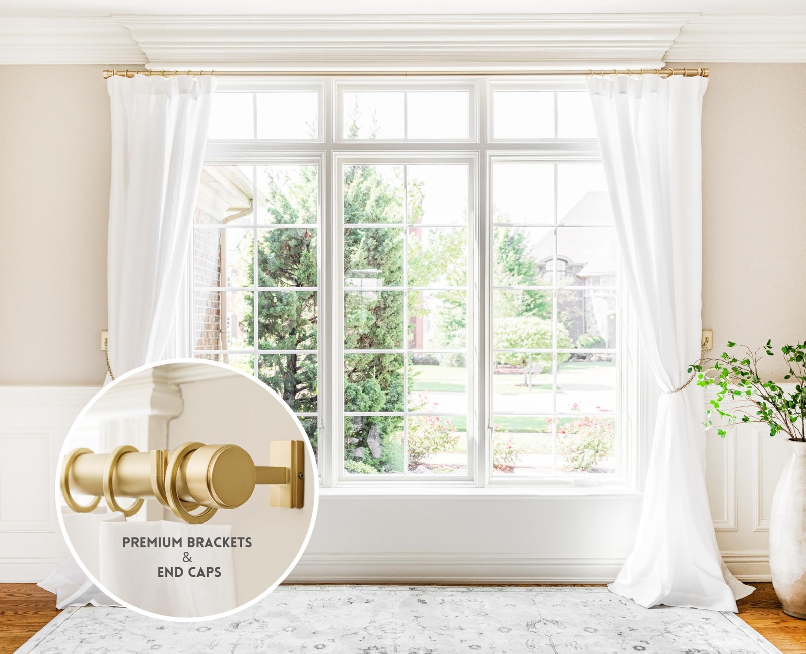 BlastHome® Non-Adjustable Luxury Curtain Rods for Windows, 1 ¼”