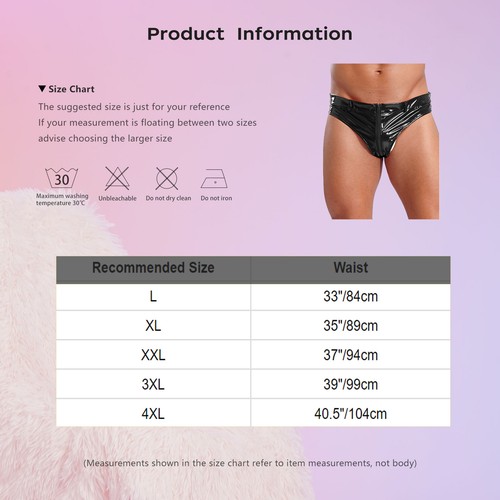 Hombres Calzoncillos Travesti Bragas Ropa de Club Tanga Aspecto Húmedo Ropa Interior Tanga PVC - Imagen 20 de 51