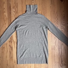 Everlane Womens Small Cashmere Sweater Dress Gray Knit Turtleneck Mini