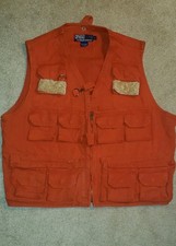 Vintage Polo By Ralph Lauren Burnt Orange Fly Fishing Vest Size Large