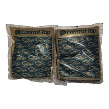  2 Silkies Control Top Pantyhose Nylons X-Queen XXL Off Black 070606 Vtg USA