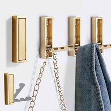 Heavy Duty Foldable Wall Hooks for Coats Towels Brushed Gold 4Pack Set