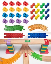 Bunu1492 Wooden Train Track Accessories Set, 32 pcs Track Connector, Compatib...