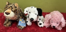 Lot Of 3 Pcs  Webkinz Dalmatian Dog , Leopard , Pink Poodle , Plush Read