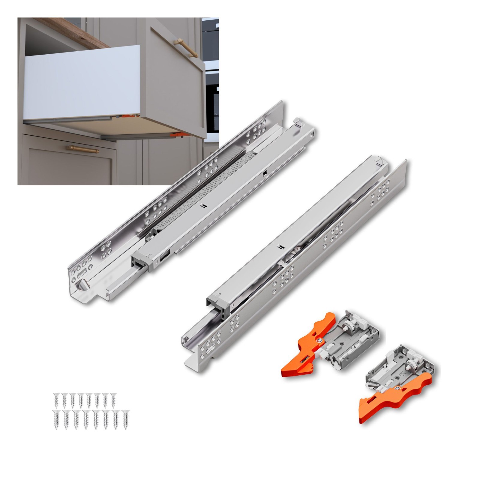 Soft Close 12 15 18 & 21 Inch For 1/2-5/8" Side Panel