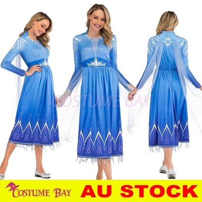 Adult Womens Frozen 2 Snow Queen Elsa Costume Cosplay Fancy Dress Book Week