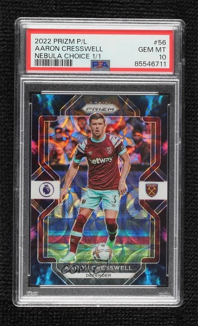 2022 Panini Prizm Premier League Choice Nebula 1/1 Aaron Cresswell PSA 10 GEM MT
