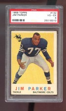 1959 Topps #132 Jim Parker ROOKIE RC PSA 4 Graded Football Card Baltimore Colts. rookie card picture