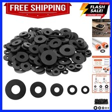 200 PCS Black Rubber Gasket, 10/12/16/20/25mm Flat Rubber Washers Assortment ...