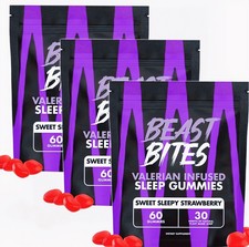 3 Pack Beast Bites Sleep Gummies -Valerian In...