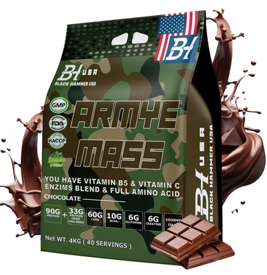 ARMYE Mass Gainer 4KG SchokoladeFitness Muskel Power Aufbau   Black Hammer USA