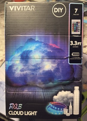 Vivitar RGB Cloud Light 3.3ft LED Strip w/Remote DIY 7 Pc Set. NEW!