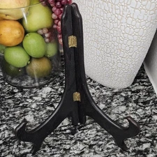 Home Decor Dark Brown Wooden Display Stand 10 Inches Plate Holder Easel