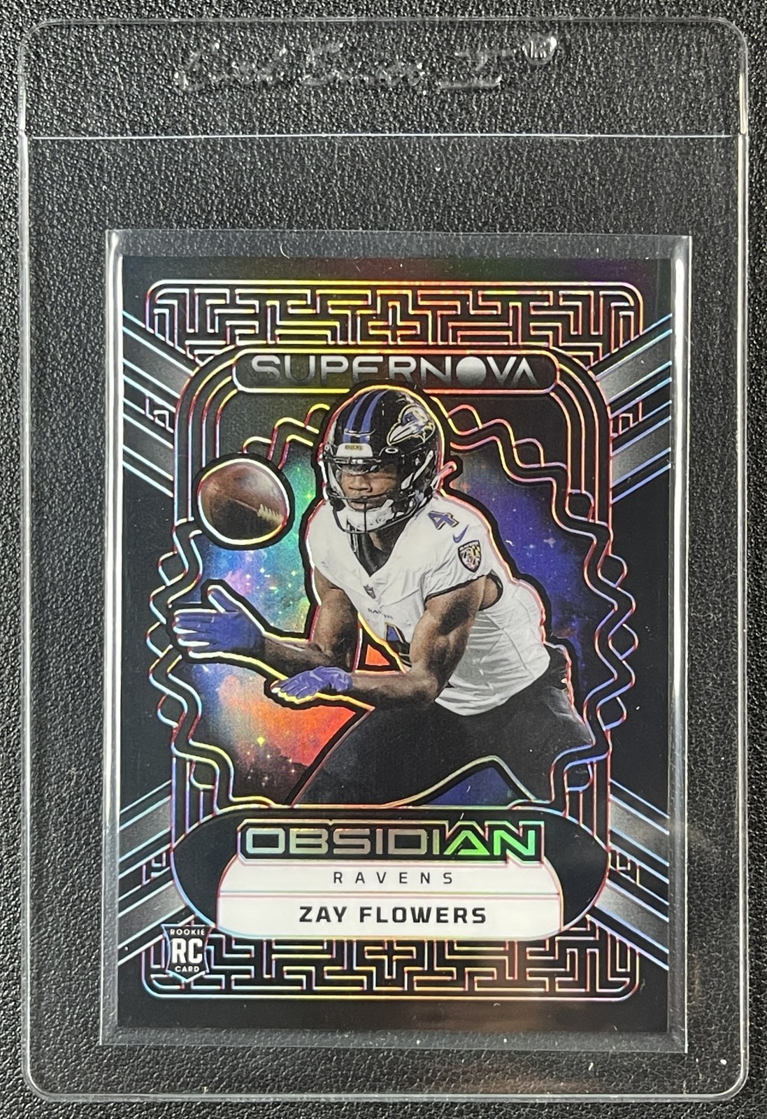 ZAY FLOWERS 2023 PANINI OBSIDIAN #18 ROOKIE SUPERNOVA ELECTRIC ETCH RED RC 7/10