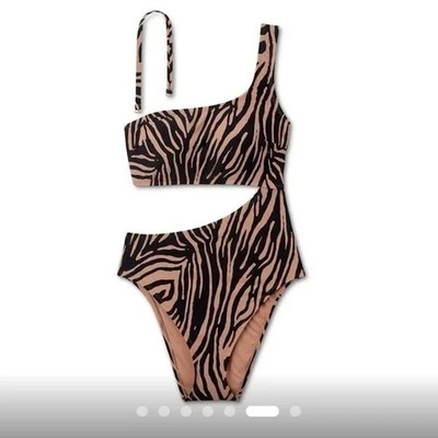 Animal Print High Leg Cut Out Cheeky One Piece Swimsuit - Shade & Shore Size XS