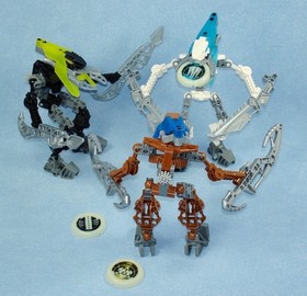 Lego Bionicle Metru Nui VAHKI (8614 - 8619) Set of 6 with Glow in the Dark Disks