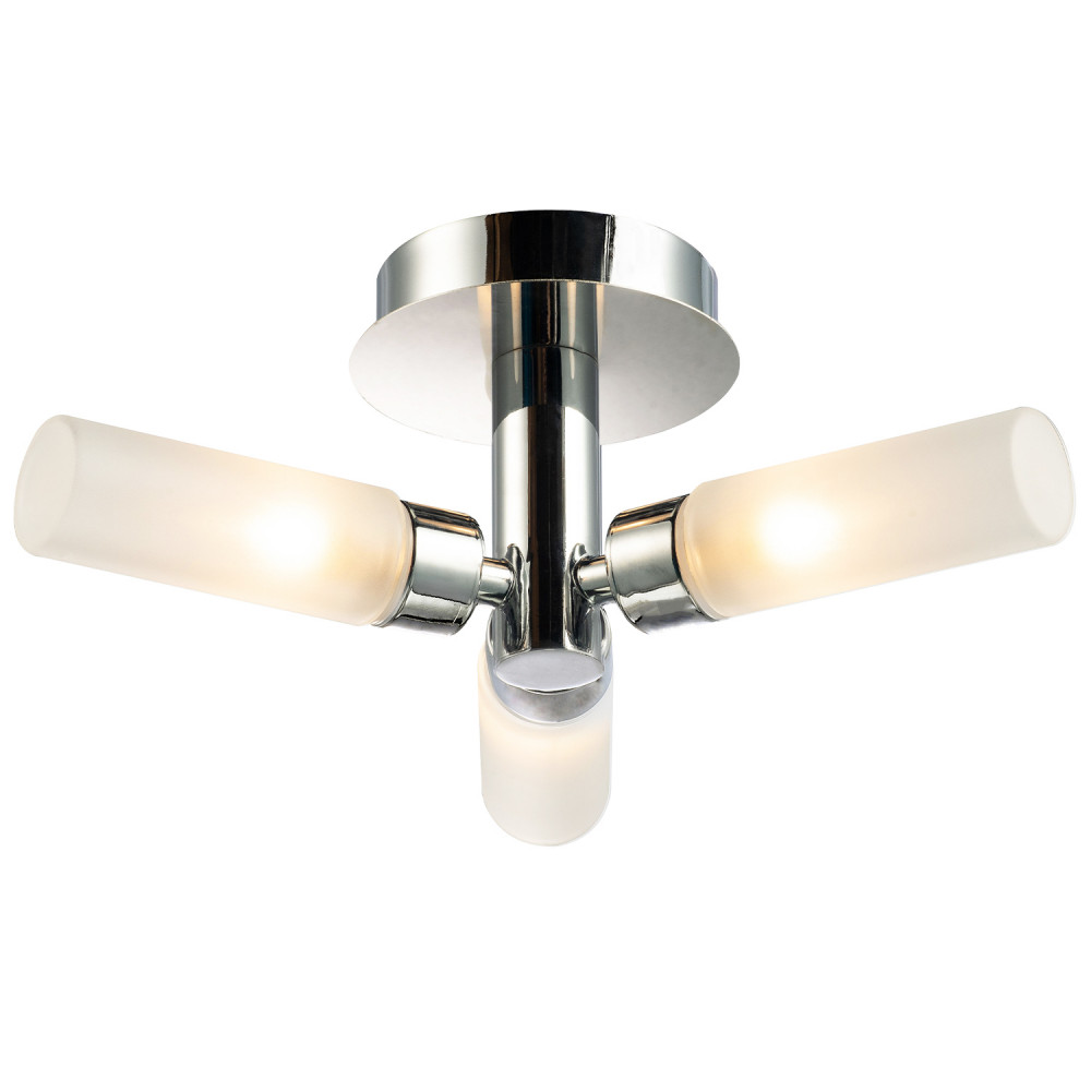 Modern Chrome IP44 Rated Bathroom Ceiling Light with Tubular Glass Shades by ...