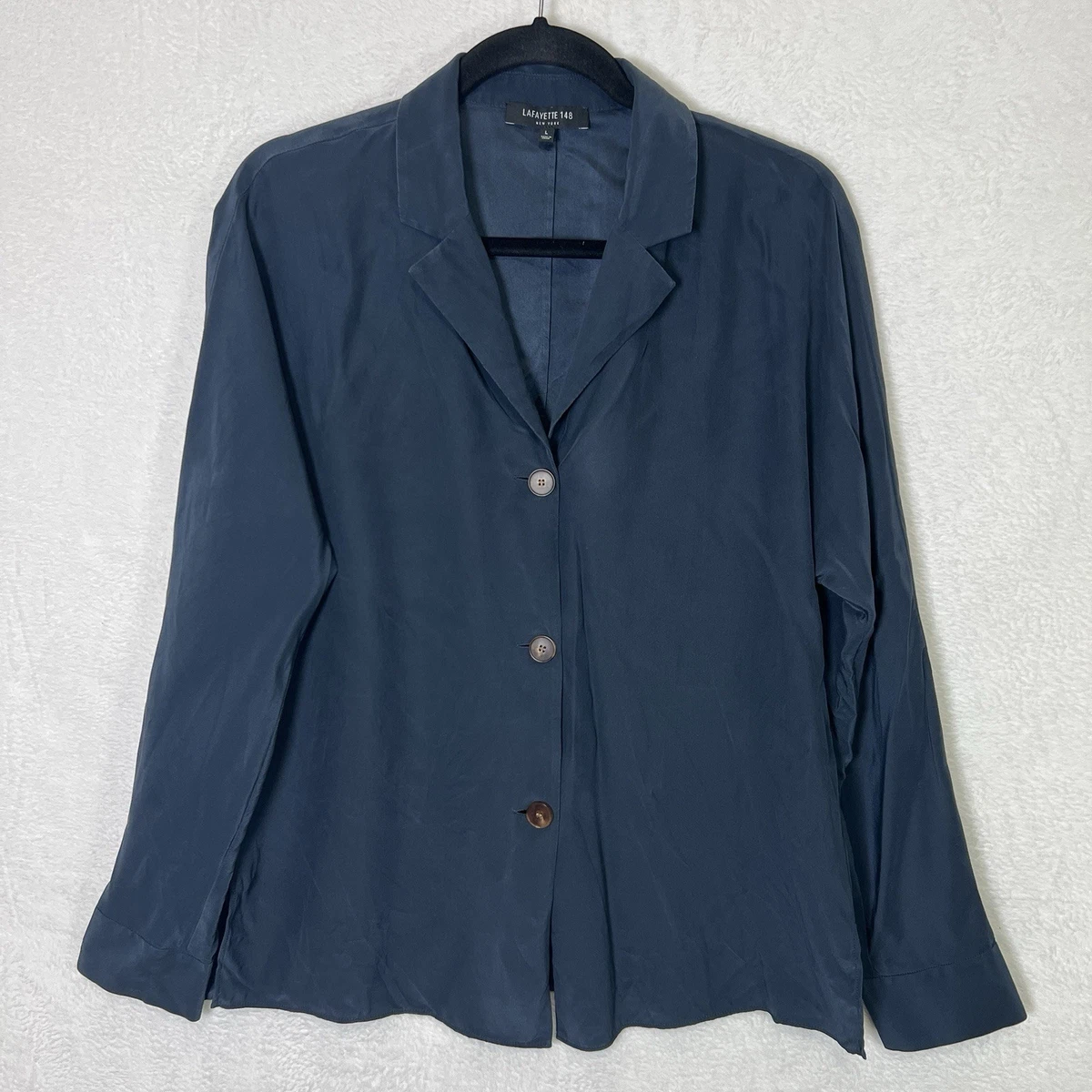 Blouse En Soie Turquoise Lafayette 148 - Taille 8, Bleu Saphir élégant Pour Soirée