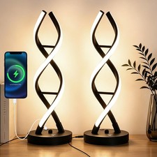 LED Modern Table Lamp, Stepless Dimmable Spiral Table Lamps for Bedroom, 3 Co...