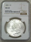 1882 P Morgan Silver Dollar NGC MS63 Frosty Just Graded New Holder #H222C