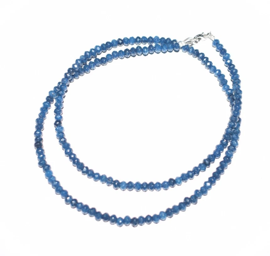 Blauer Saphir Gefärbt Edelstein 925 Silber 18 " Fadenhalskette 4.5 MM Facettiert - Bild 3 von 4