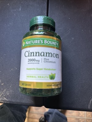 Nature's Bounty| Cinnamon + Chromium 2000 mg |60 Capsules Exp 12/26
