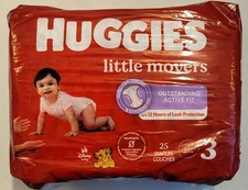 Huggies Little Movers Diapers Size 3 16  28 lbs   25 Count   Outstanding Active