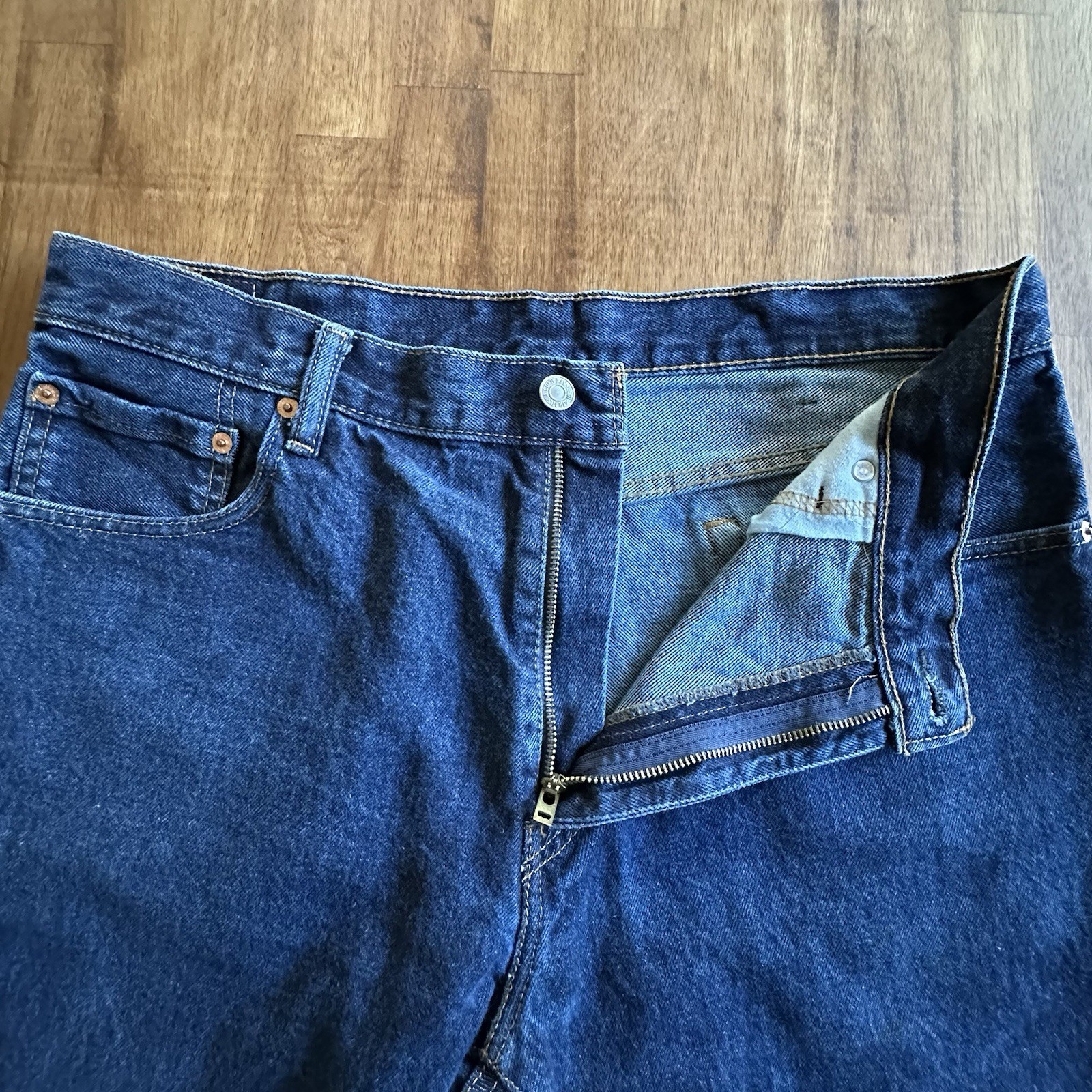 Levi's Men's 517 Bootcut Denim Blue Jeans 36x30 Dark Wash - Small Fray On Leg thumbnail 7